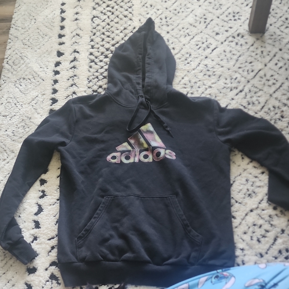 Adidas Black Hoodie with Vibrant Logo